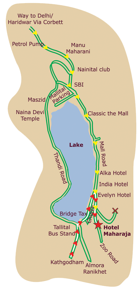 Route map to Hotel Maharaja, Nainital